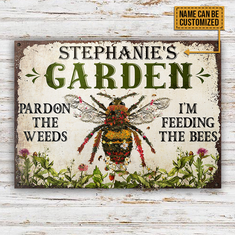Gardening Bee Feeding The Bee Custom Classic Metal Signs