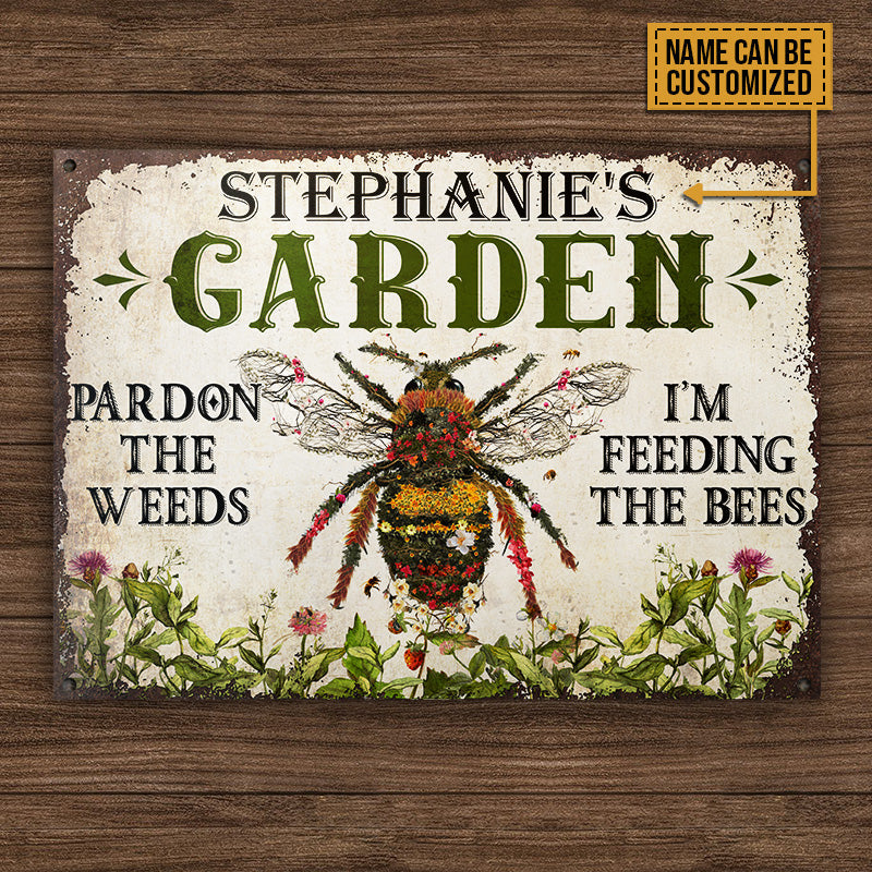 Gardening Bee Feeding The Bee Custom Classic Metal Signs