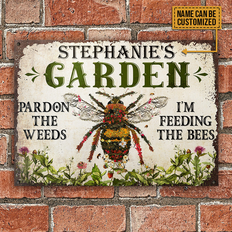 Gardening Bee Feeding The Bee Custom Classic Metal Signs