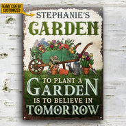Panneaux métalliques classiques personnalisés « Jardinage Believe In Tomorrow »