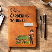 Gift For Yourself, Gift For Women, Gift For Men, Gardening, Happy - Gardening Journal - Personalized Leather Notebook Set