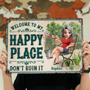 Gardening, Gift For Yourself, Gift For Women, Summer, Adorable, Vector - Gardening My Happy Place - Personalized Classic Metal Signs
