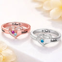 Gift For Women,Gift For Grandma,Gift For Yourself,Gift For Mother,Sad,Memorial - Gemstones Birth Month Memorial Mom Grandma Jewelry - Personalized Birthstone Heart Ring