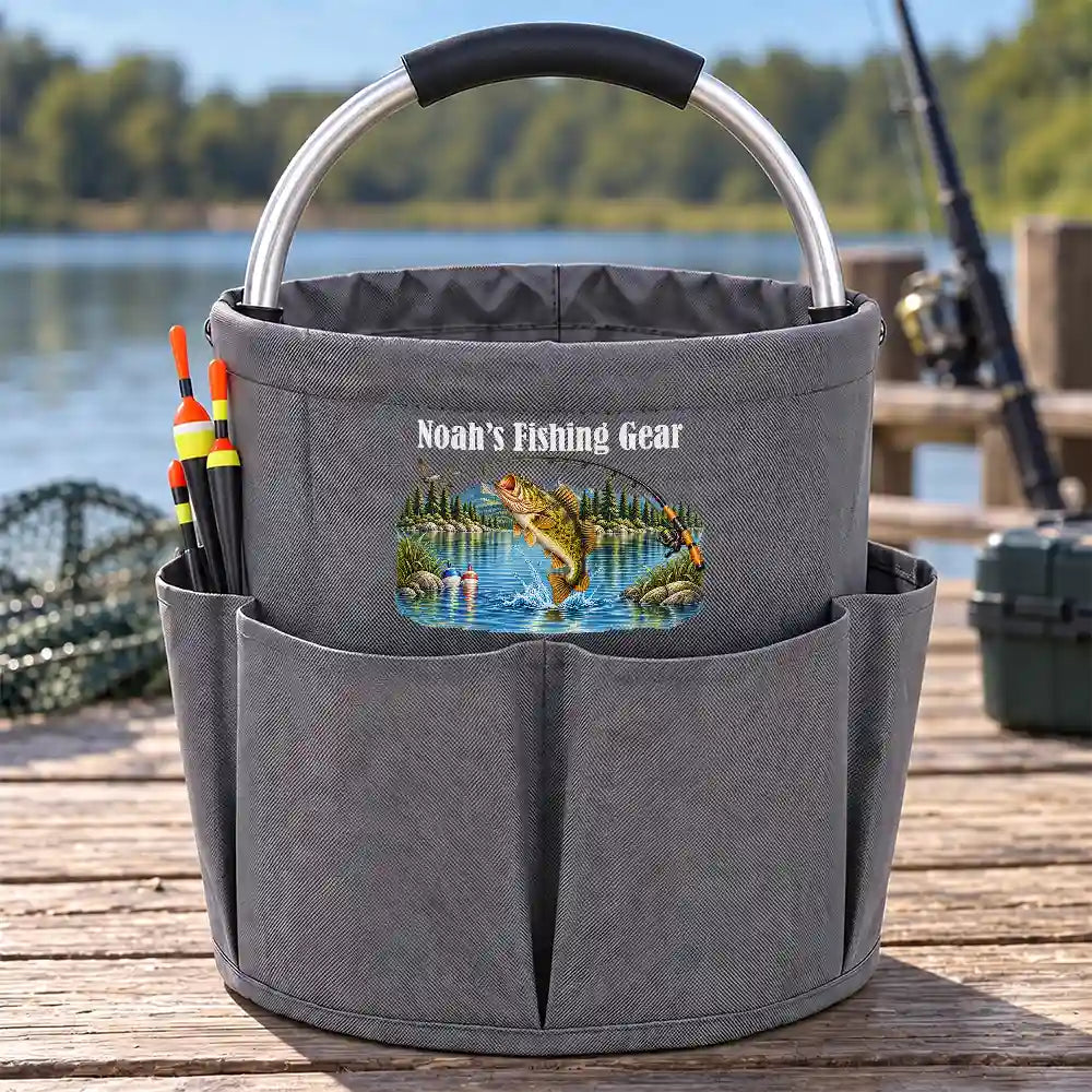 Fishing,Gift For Men,Gift For Yourself,Gifts For Him,Happy,Icon - Gift For Anglers Husband Dad - Personalized Fishing Gear Tool Bag