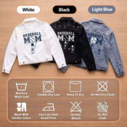Baseball,Christmas,Confident,Gift For Mother,Gifts For Her,Sport Mom,Top Market,Vector - Gift For Baseball Mom - Personalized Baseball Mom With Kid Name And Number Denim Jacket