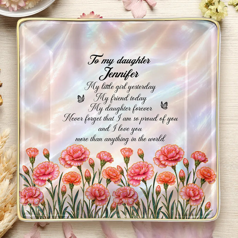 Sentimental,Gift For Children,Gift For Daughter,Icon - Gift For Daughter With Birth Flower My Daughter Forever - Personalized Ring Dish