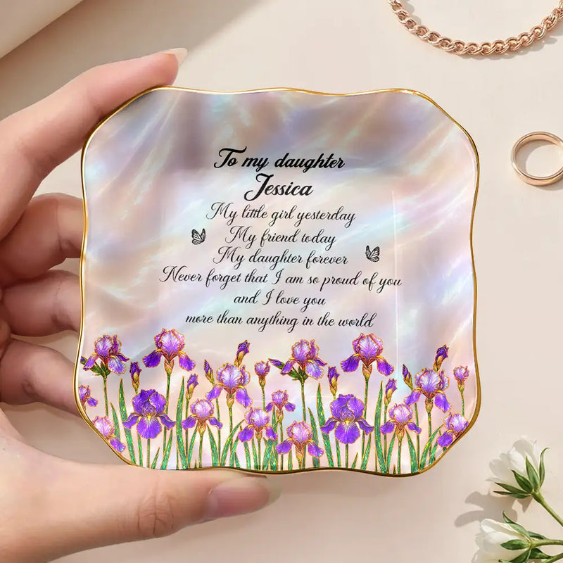 Sentimental,Gift For Children,Gift For Daughter,Icon - Gift For Daughter With Birth Flower My Daughter Forever - Personalized Ring Dish