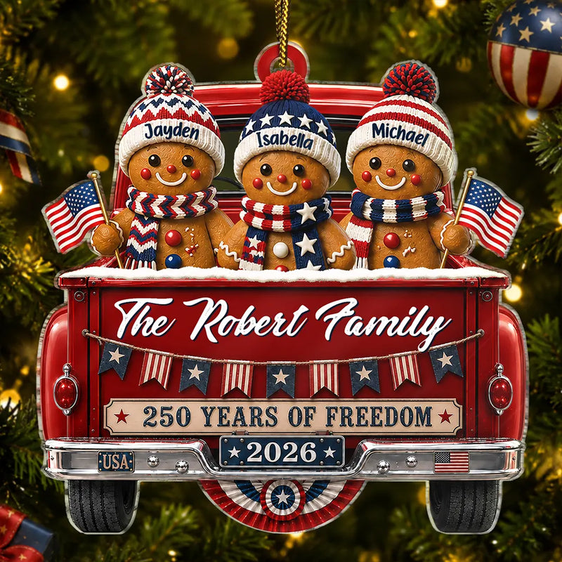 Independence Day,America 250th,Christmas,Proud,Family,Icon - Gingerbread 250 Years Of Freedom - Personalized Custom Shaped Acrylic Ornament