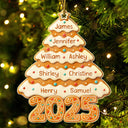 Family, Gift For Bestie, Gift For Sisters, Gift For Brothers, Gift For Kids, Gift For Grandkids, Gift For Sibling, Cousin, Happy, Christmas - Gingerbread Christmas Happy Tree - Personalized Custom Shaped Acrylic Ornament