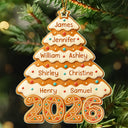 Family, Gift For Bestie, Gift For Sisters, Gift For Brothers, Gift For Kids, Gift For Grandkids, Gift For Sibling, Cousin, Happy, Christmas - Gingerbread Christmas Happy Tree - Personalized Custom Shaped Acrylic Ornament