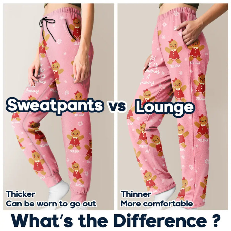 Gift For Women,Gift For Grandma,Love,Christmas - Gingerbread Cookie World Full Of Grandmas - Personalized Pajama Pants