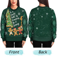 Gift For Women,Gift For Grandma,Gift For Mother,Love,Christmas - Gingerbread Cookie World Full Of Grandmas - Personalized Unisex Ugly Sweater