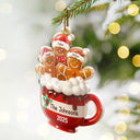 Happy,Christmas,Gift For Couples,Gift For Grandparents,Parents,Family - Gingerbread Cup Family - Personalized Custom Shaped Acrylic Ornament