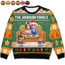 Happy,Family,Christmas - Gingerbread Family - Personalized Unisex Ugly Sweater