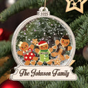 Christmas,Family,Happy - Gingerbread Family Shaker - Personalized 3-Layered Acrylic Shaker Ornament