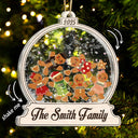 Christmas,Family,Happy - Gingerbread Family Shaker - Personalized 3-Layered Acrylic Shaker Ornament