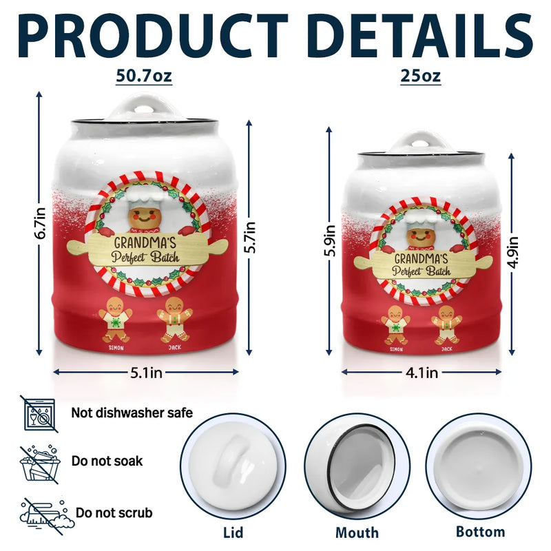 Gift For Women, Grandma - Grandkids, Grandma's Hobby, Gift For Grandma, Baking , Christmas, Love - Gingerbread Grandma Lil Sweeties - Personalized Cookie Jar