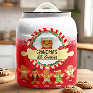 Gift For Women, Grandma - Grandkids, Grandma's Hobby, Gift For Grandma, Baking , Christmas, Love - Gingerbread Grandma Lil Sweeties - Personalized Cookie Jar