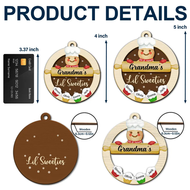Parents,Gift For Mother,Gift For Father,Gift For Grandpa,Gift For Grandma,Gift For Grandparents,Christmas,Love - Gingerbread Grandpa Grandma Lil Sweeties - Personalized 2-Layered Wooden Ornament