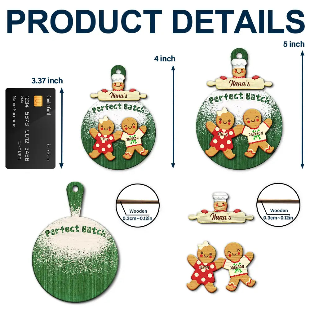 Parents,Gift For Mother,Gift For Father,Gift For Grandpa,Gift For Grandma,Gift For Grandparents,Love,Christmas - Gingerbread Grandparents Parents Perfect Batch - Personalized 2-Layered Wooden Ornament