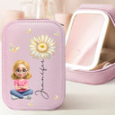 Gift For Women,Gift For Yourself,Top Market,Happy,Gift For Daughter - Girl With Birth Flower Nacre Effect - Personalized Makeup Box With LED Mirror