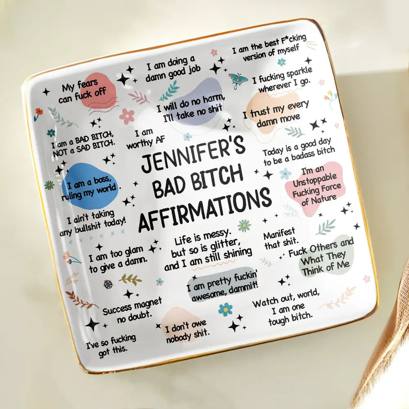 Gift For Yourself, Gift For Women, Happy - Girl's Daily Affirmations - Personalized Ring Dish