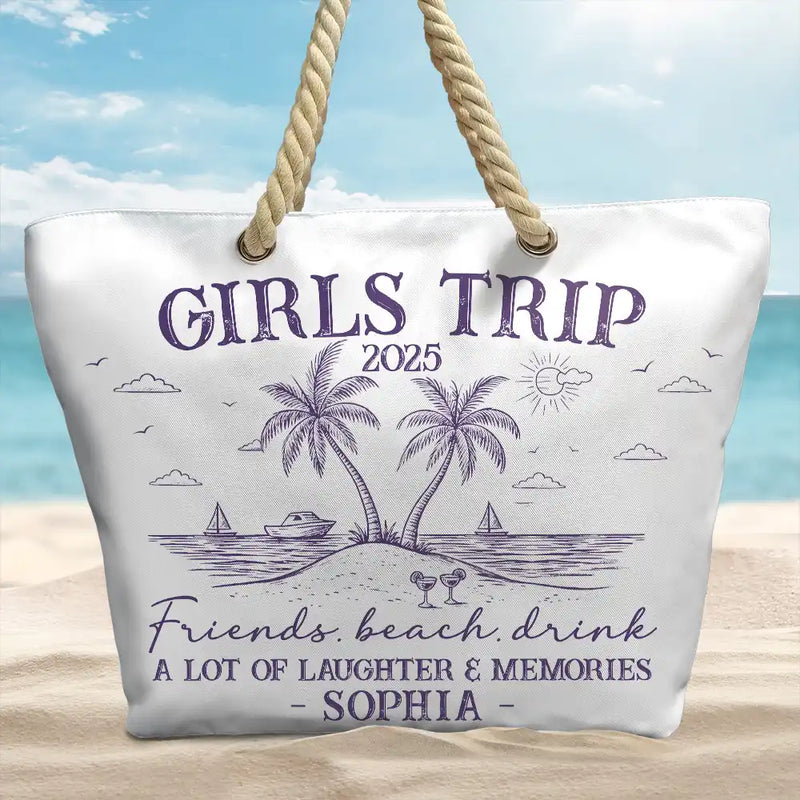 Gift For Bestie, Beach, Summer, Happy, Gift For Women - Girls Trip A Lot Of Laughter & Memories - Personalized Beach Bag