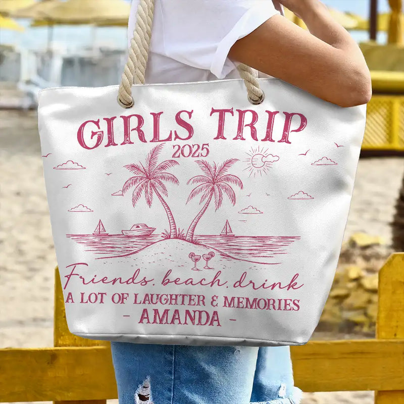 Gift For Bestie, Beach, Summer, Happy, Gift For Women - Girls Trip A Lot Of Laughter & Memories - Personalized Beach Bag