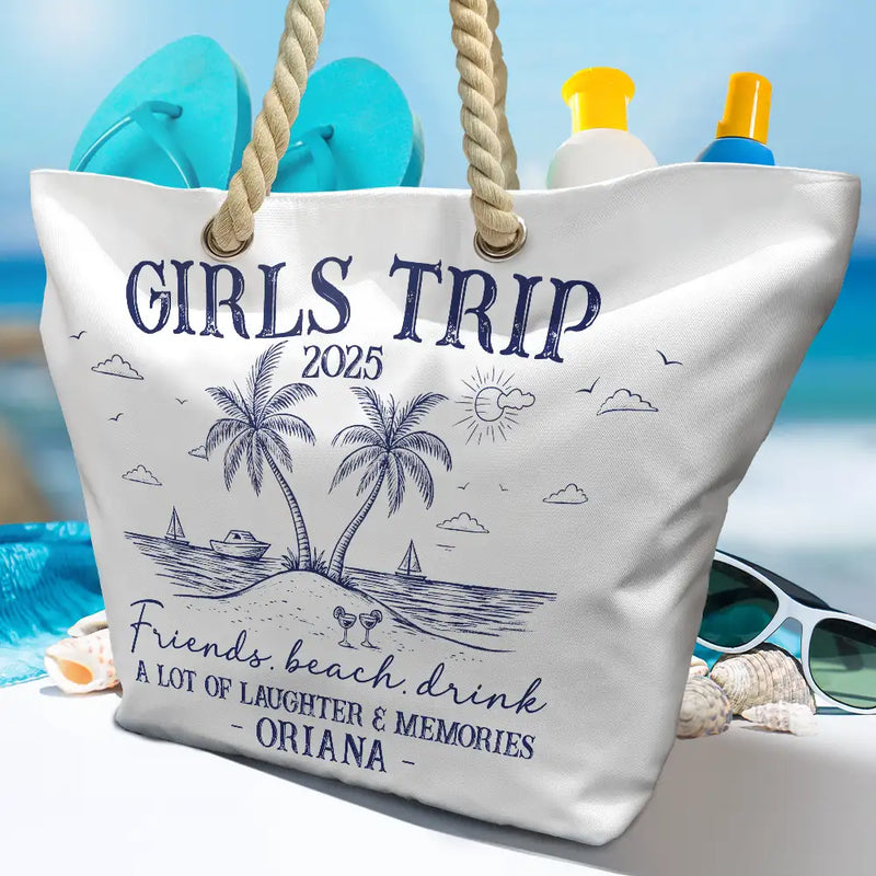 Gift For Bestie, Beach, Summer, Happy, Gift For Women - Girls Trip A Lot Of Laughter & Memories - Personalized Beach Bag