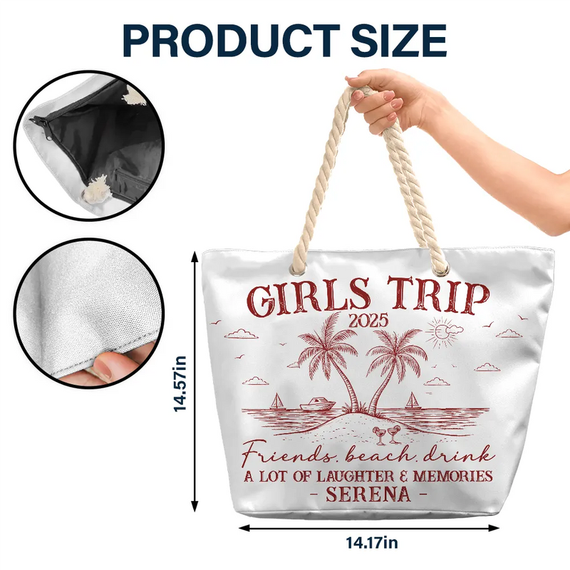 Gift For Bestie, Beach, Summer, Happy, Gift For Women - Girls Trip A Lot Of Laughter & Memories - Personalized Beach Bag