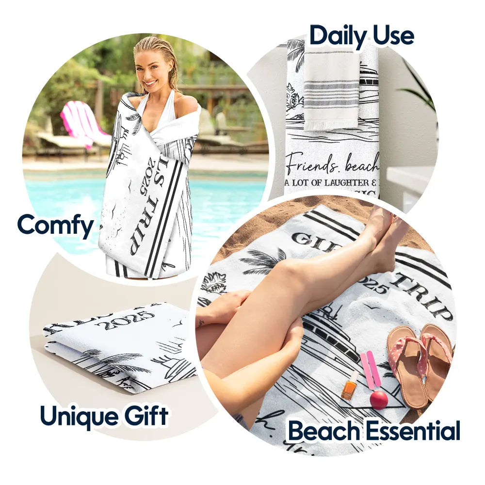 Gift For Bestie, Beach, Summer, Happy, Gift For Women - Girls Trip A Lot Of Laughter & Memories - Personalized Beach Towel