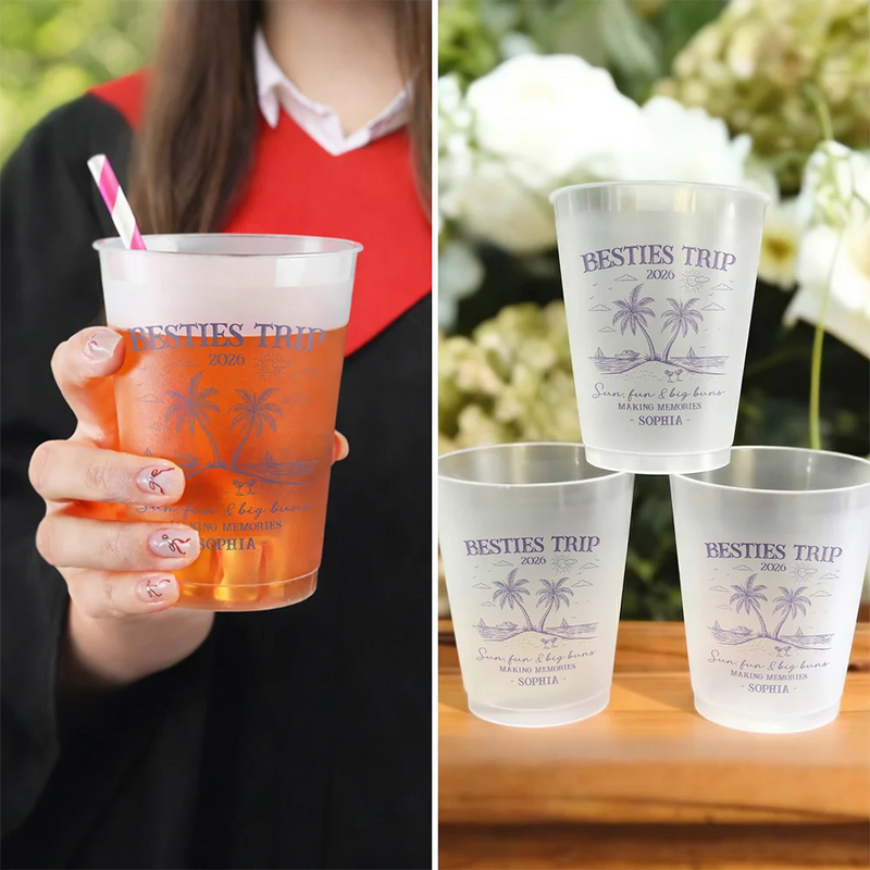 Gift For Bestie,Old Best friends,Family,Happy,Summer - Girls Trip A Lot Of Laughter & Memories - Personalized Frosted Cups