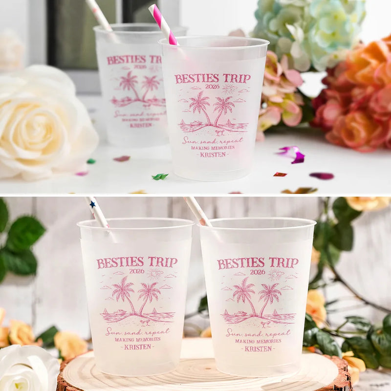 Gift For Bestie,Old Best friends,Family,Happy,Summer - Girls Trip A Lot Of Laughter & Memories - Personalized Frosted Cups