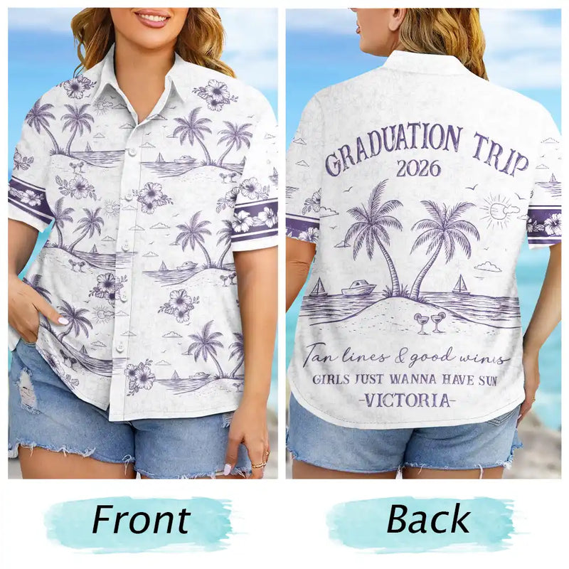 Beach,Gift For Bestie,Family,Happy,Summer - Girls Trip A Lot Of Laughter & Memories - Personalized Hawaiian Shirt