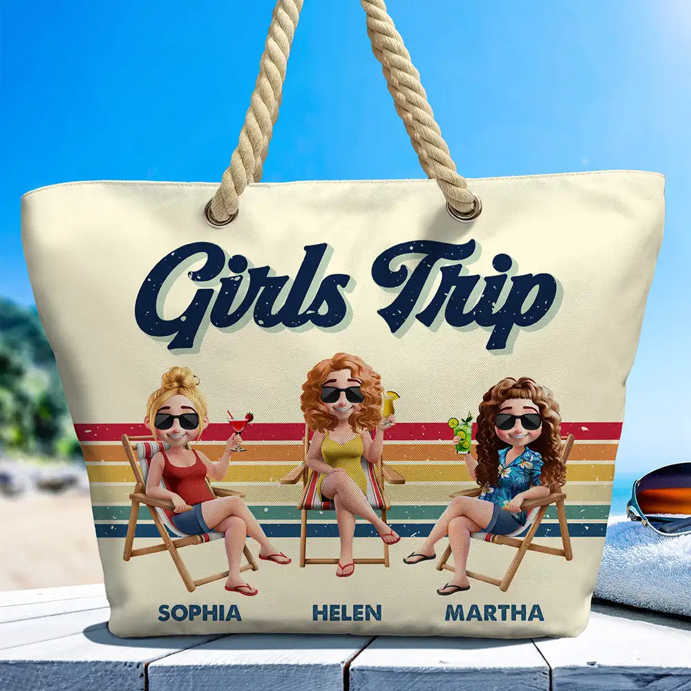 Girls Trip Besties Beach Vacation - Personalized Beach Bag