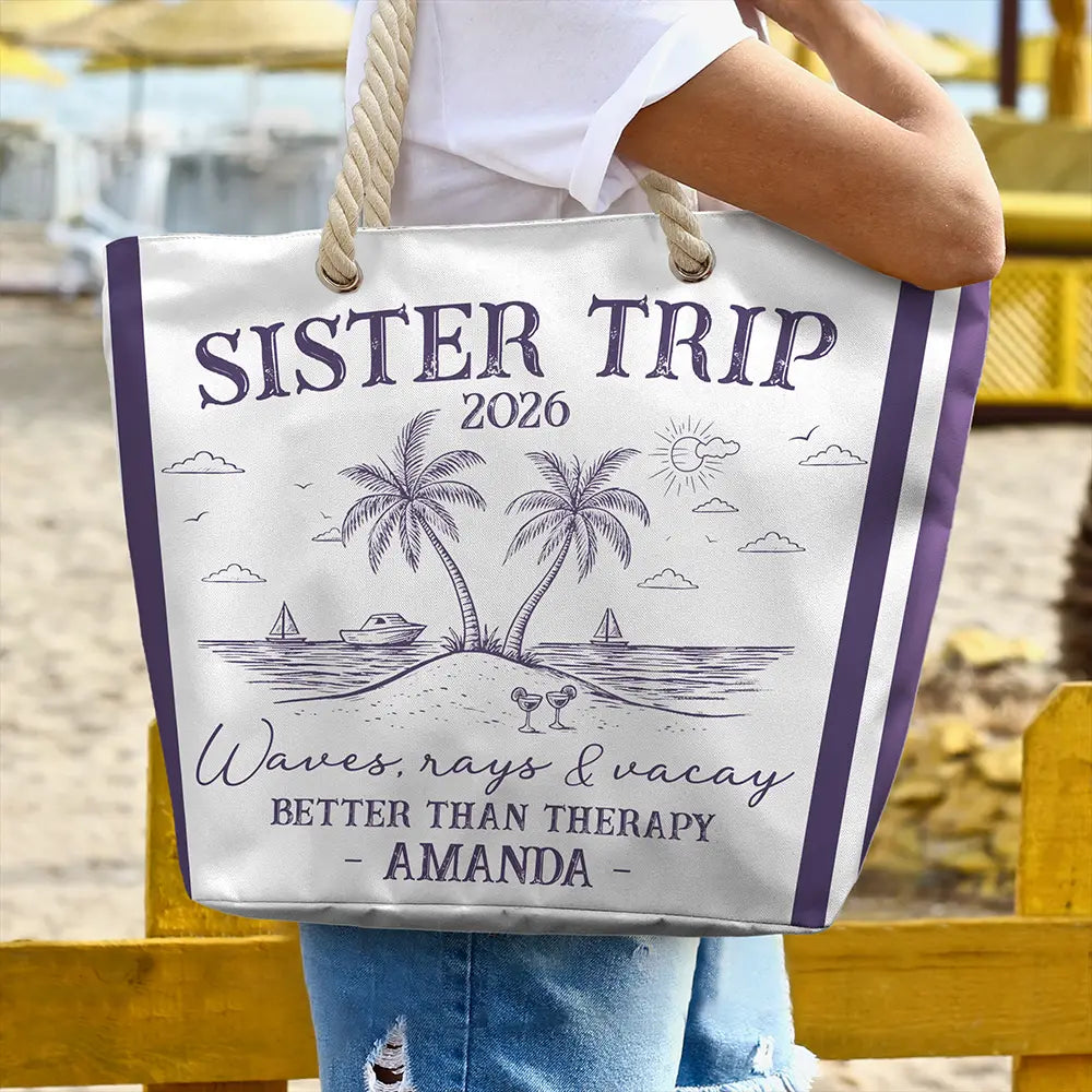 Gift For Bestie,Happy,Summer,Family - Girls Trip Friends Beach Drink - Personalized Beach Bag