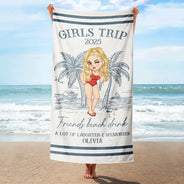 Summer, Beach, Gift For Bestie, Gift For Women, Happy - Girls Trip Lot Of Laughter & Memories - Personalized Beach Towel