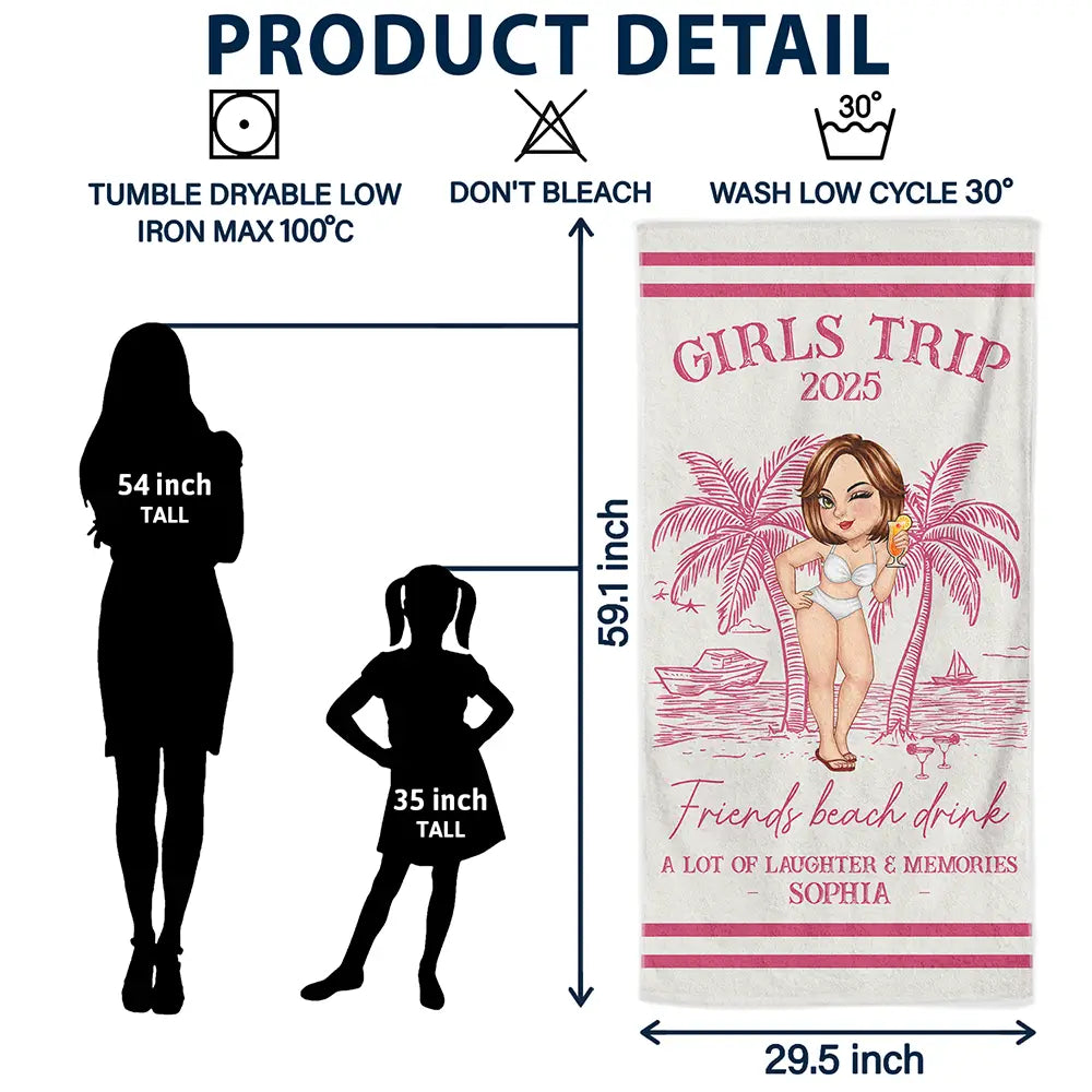 Summer, Beach, Gift For Bestie, Gift For Women, Happy - Girls Trip Lot Of Laughter & Memories - Personalized Beach Towel