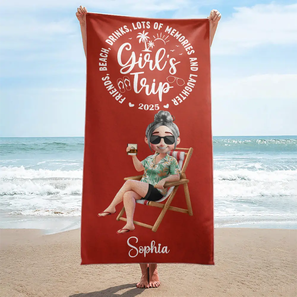 Travel,Summer,Beach,Gift For Bestie - Girls Trip Lot Of Memories - Personalized Beach Towel