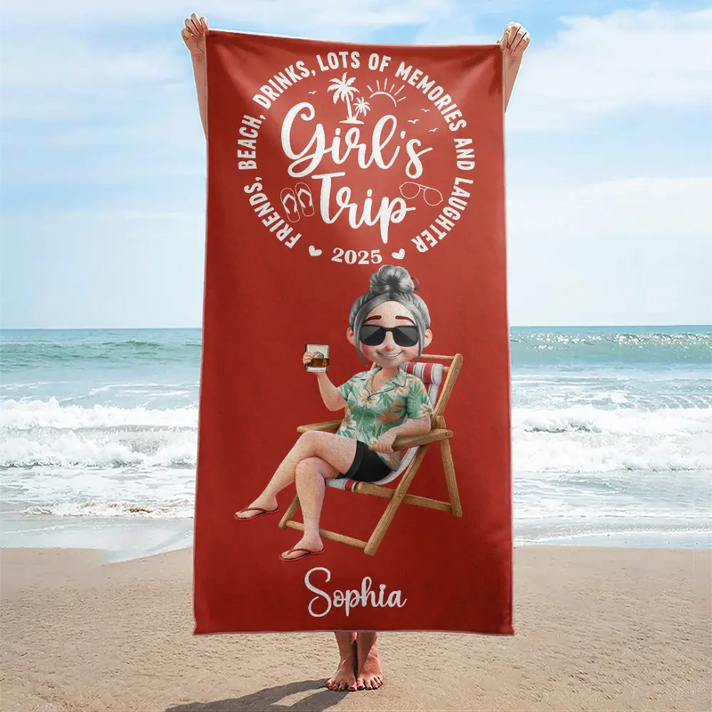 Travel,Summer,Beach,Gift For Bestie - Girls Trip Lot Of Memories - Personalized Beach Towel