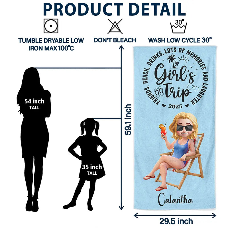 Travel,Summer,Beach,Gift For Bestie - Girls Trip Lot Of Memories - Personalized Beach Towel