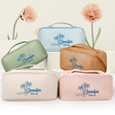 Gift For Women,Happy,Gift For Bestie,Travel,Beach - Girls Trip Palm Trees Beach - Personalized Embroidered Leather Makeup Bag