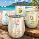 Top Market,Gift For Bestie,Beach,Summer,Icon,Happy - Girls Trip Summer Stripes Pattern - Personalized Wine Tumbler