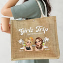 Gift For Bestie,Beach,Summer - Girls Trip Summer Vibe - Personalized Jute Beach Bag