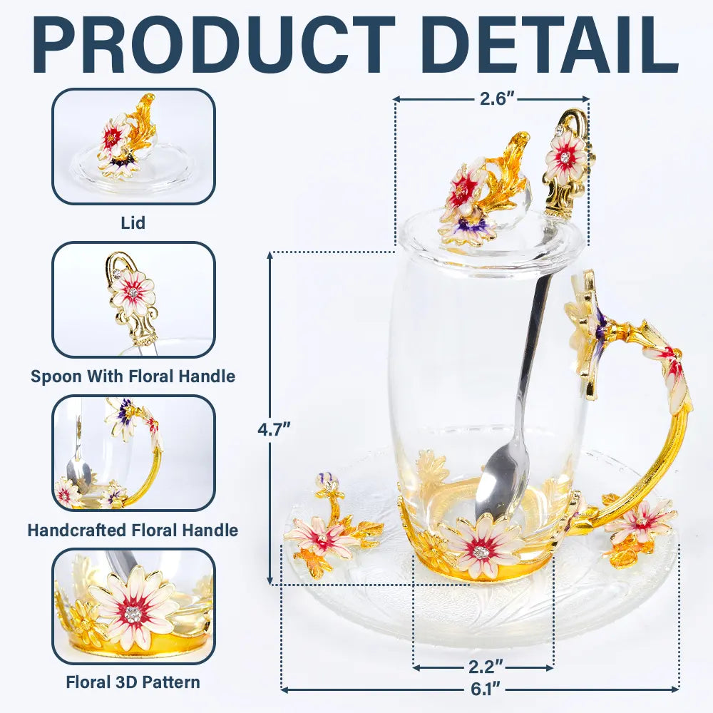 Gift For Grandma,Grandma - Grandkids,Happy - First Mom Now Grandma Birth Month Flower - Personalized Glass Flower Tea Cup