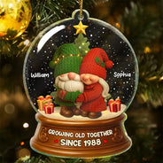 Old Couples,Gift For Husband,Gift For Wife,Gift For Boyfriend,Gift For Girlfriend,Christmas,Love,Top Market - Gnome Christmas Couple Growing Old Together - Personalized Custom Shaped Acrylic Ornament