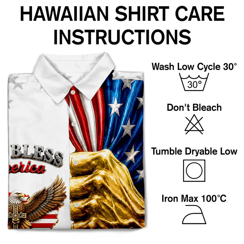 America 250th, Independence Day, Gift For Yourself, Proud, Custom Text - God Bless America - Personalized Hawaiian Shirt