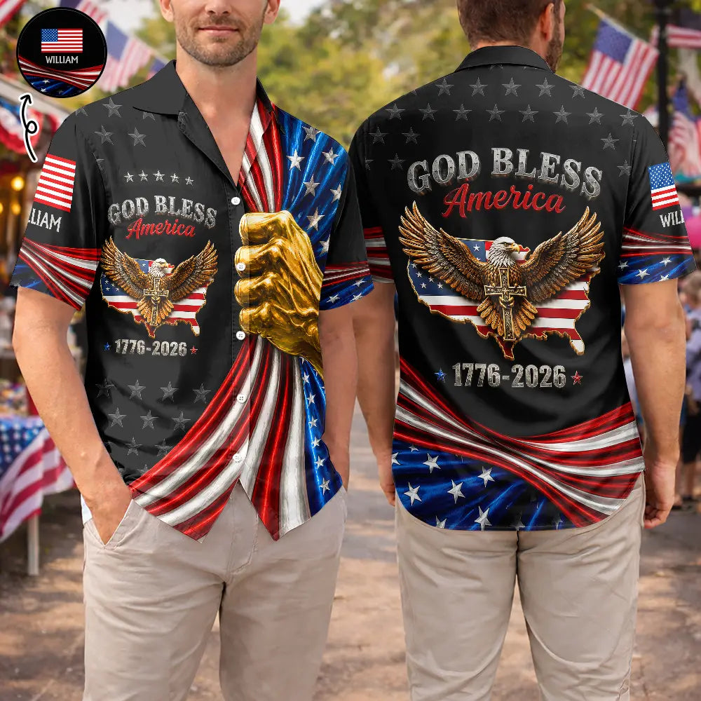God Bless America - Personalized Hawaiian Shirt