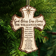 Christian,Christmas,Family - God Bless Our Home - Personalized 2-Layered Wooden Ornament