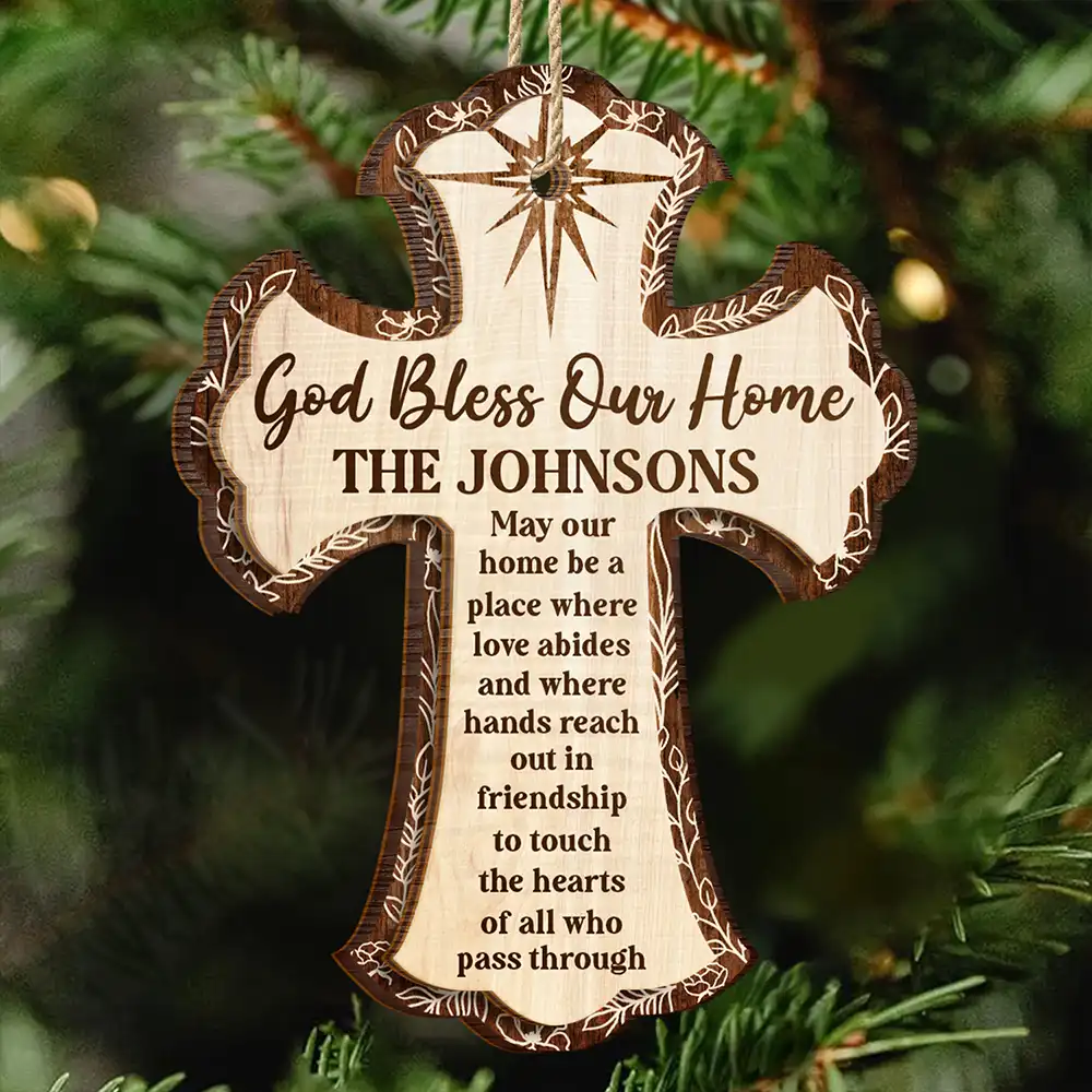 God Bless Our Home - Personalized 2-Layered Wooden Ornament